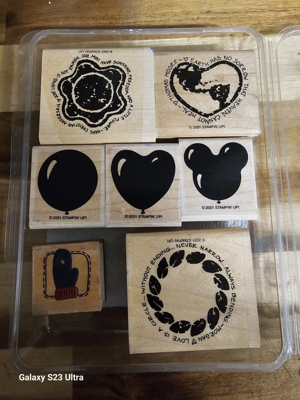 Stampin' Up! Wood Rubber Stamp Set - Black Ink Prints